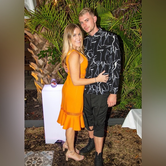 Lulu's Orange Mini Dress with Ruffle Hem - Picture 3 of 6